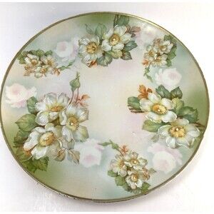 Antique handpainted M&Z AUSTRIA Decorative Porcelain Plate White Roses